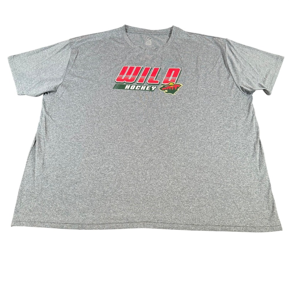 NHL Minnesota Wild Hockey T-Shirt Mens 3XL Grey Heather Performance Tee Logo